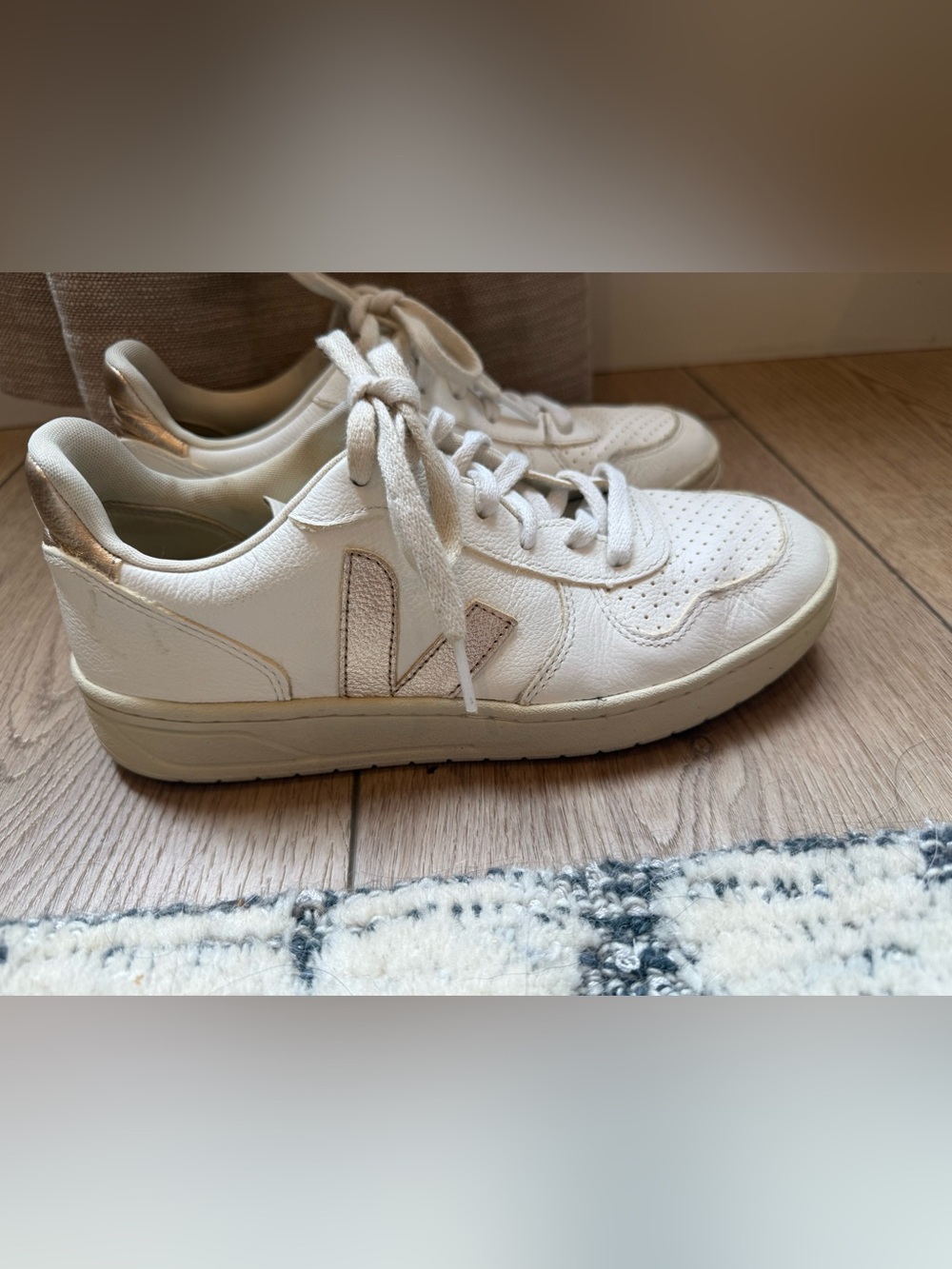 Vejas White Women's Casual Leather Sneakers - Neutral Accent